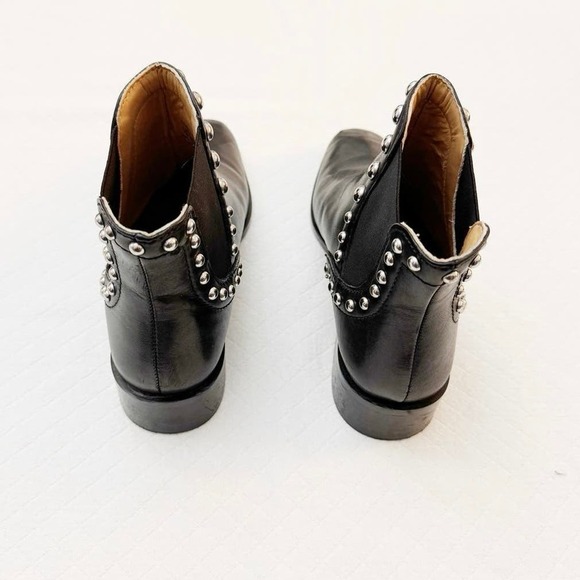 Zara Black Leather Biker Boots Silver Brad Accented Size 38 - Picture 4 of 7